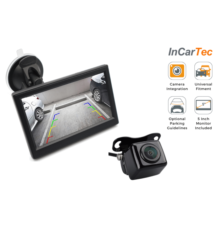 InCarTec | Universal adjustable bracket rear view camera and 5 inch standalone monitor kit ( CK-UNI-U120 )