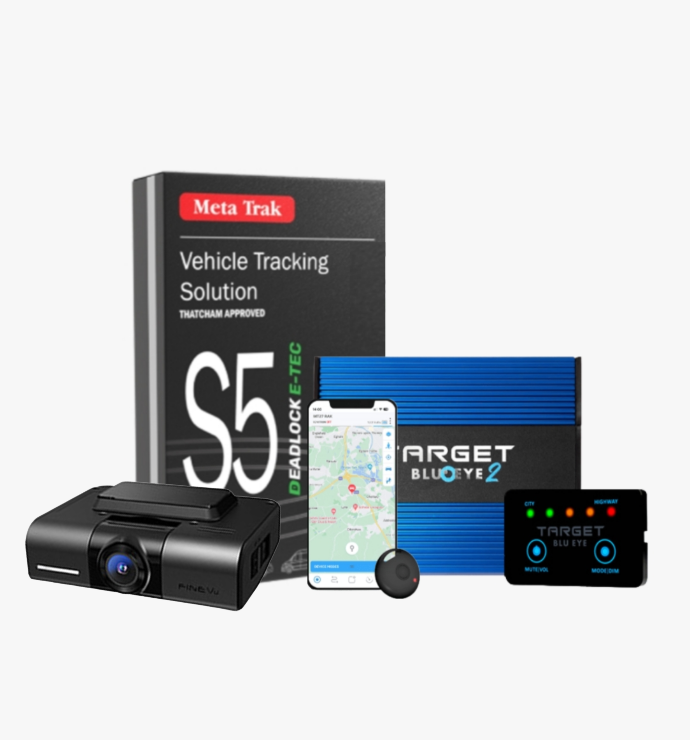 Meta Trak S5 Deadlock E-TEC, FineVu GX400 Front Only 32Gb Hardwire and Target Blu Eye 2 (LCD Version)