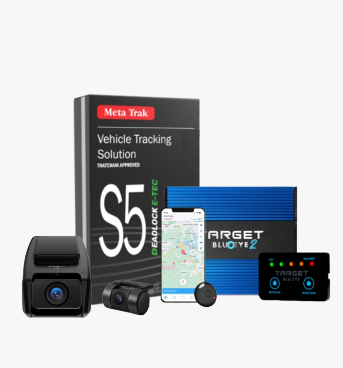 Meta Trak S5 Deadlock E-TEC, FineVu GX1600 Front & Rear Hardwire and Target Blu Eye 2 (LCD Version)