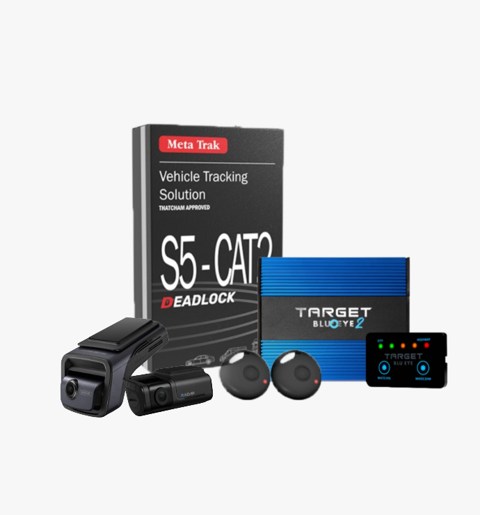 Meta Trak S5 CAT-2 Deadlock, Thinkware Dash Cam U3000 Front & Rear and Target Blu Eye 2 (LCD Version)