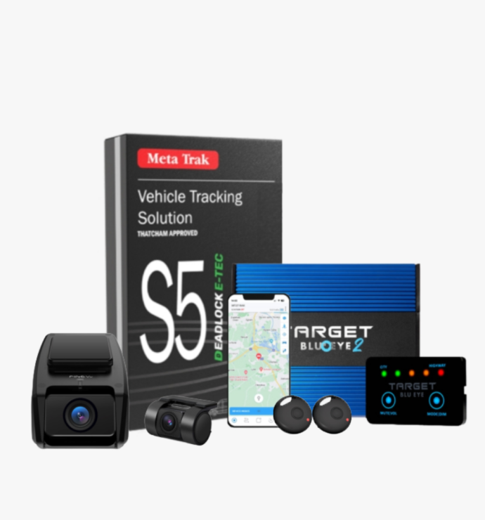 Meta Trak S5 Deadlock E-TEC, FineVu GX1600 Front & Rear Hardwire and Target Blu Eye 2 (LCD Version)