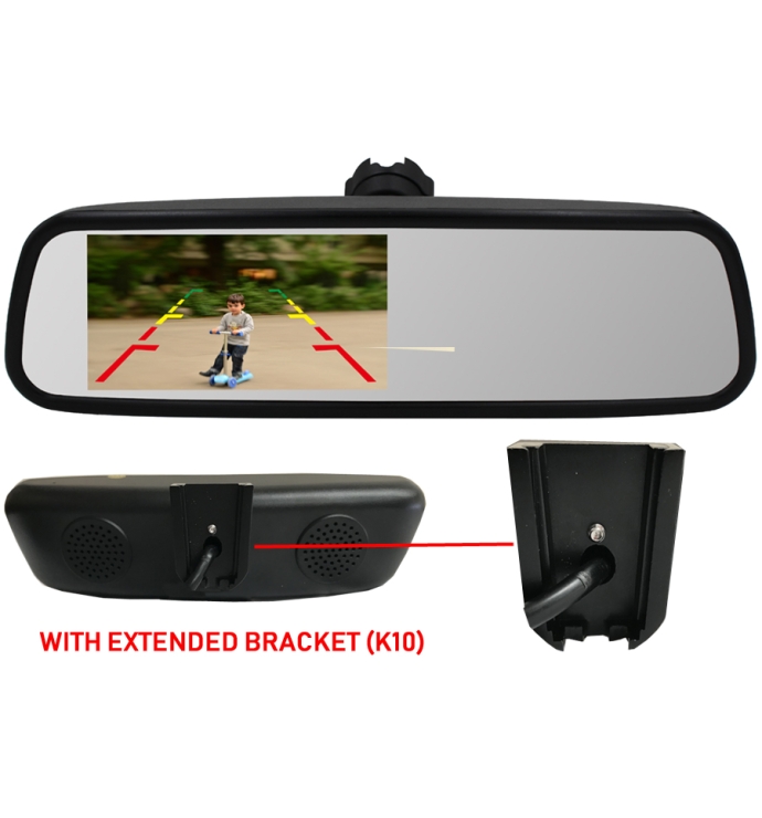 InCarTec | 4.5 inch Rear view mirror monitor (With extended K10 Bracket) ( M-4318-K10 )
