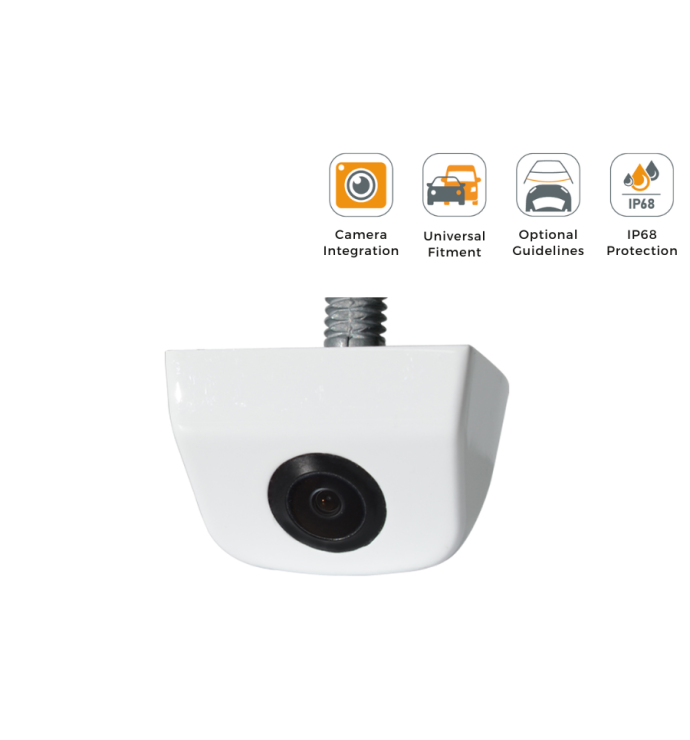 InCarTec | Universal car/ vehicle reverse view vertical surface mount screw thread camera WHITE (NTSC) ( CA-309W )