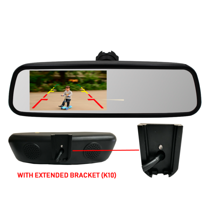 InCarTech | 4.5 inch Rear view mirror monitor (With extended K10 Bracket)
